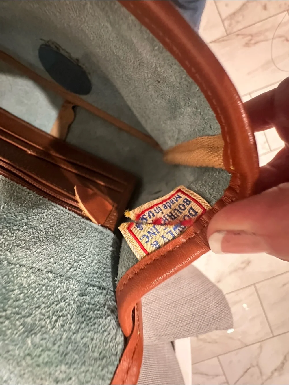 Dooney & Bourke Blue and Brown Vintage Leather Satchel - Picture 7 of 7